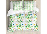 Abakuhaus Copripiumino Con Coccinelle, Coccinelle Su Camomilla, Antiacaro, Adatto A Chi Soffre Di Allergie, Con Federe, 200 Cm X 200 Cm - 80 X 80 Cm, Bianco Verde