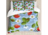 Abakuhaus Copripiumino Coccinella, Strawberry Daisy Retro, Antiacaro, Adatto A Chi Soffre Di Allergie, Con Federe, 155 Cm X 220 Cm - 80 X 80 Cm, Blu Verde Rosso