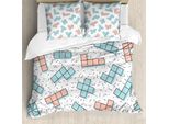 Abakuhaus Set Copripiumino Anni '90 Per Letti Matrimoniali, Geometria Retrò Vintage, Antiacaro, Adatto A Chi Soffre Di Allergie, Con Federe, Bianco, Rosa Confetto, Azzurro