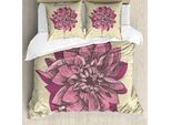 Abakuhaus Boho Copripiumino, Dahlia Blume Bohemian, Antiacaro, Adatto A Chi Soffre Di Allergie, Con Federe, 200 Cm X 200 Cm - 80 X 80 Cm, Viola Cachi
