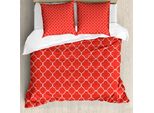 Abakuhaus Quatrefoil Copripiumino, Motivo Quatrefoil, Antiacaro, Adatto A Chi Soffre Di Allergie, Con Federe, 155 Cm X 220 Cm - 80 X 80 Cm, Bianco Vermiglio