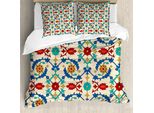 Abakuhaus Set Copripiumino Colorato Per Letti Matrimoniali, Motivi Floreali Etnici Barocchi, Antiacaro, Adatto A Chi Soffre Di Allergie, Con Federe, Multicolore