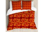 Abakuhaus Copripiumino Celtico, Motivi Antichi - Nodi Celtici, Antiacaro, Adatto A Chi Soffre Di Allergie, Con Federe, 200 Cm X 200 Cm - 80 X 80 Cm, Rosso Arancione