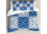 Abakuhaus Set Copripiumino Bianco Navy Per Letti Matrimoniali, Mosaico Portoghese, Antiacaro, Adatto A Chi Soffre Di Allergie, Con Federe, Azzurro E Bianco