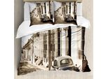 Abakuhaus Set Copripiumino Vintage Per Letti Matrimoniali, Vecchia Auto Cuba Street, Antiacaro Adatto A Chi Soffre Di Allergie Con Federe, Beige