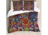 Copripiumino Abakuhaus Batik, Combined Nested Paisley, Antiacaro E Anallergico, Con Federe, 155 Cm X 220 Cm - 80 X 80 Cm, Multicolore