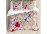 Copripiumino Abakuhaus Batik, Motivo Floreale Retrò, Antiacaro, Adatto A Chi Soffre Di Allergie, Con Federe, 155 Cm X 220 Cm - 80 X 80 Cm, Multicolore
