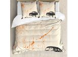 Abakuhaus Copripiumino Oldtimer, Arte Automobilistica Antica, Antiacaro, Adatto A Chi Soffre Di Allergie, Con Federe, 155 Cm X 220 Cm - 80 X 80 Cm, Beige Nero