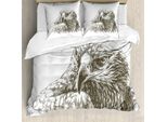 Abakuhaus Copripiumino Adler, Eagle-Tier-Kunst, Antiacaro, Adatto A Chi Soffre Di Allergie, Con Federe, 200 Cm X 200 Cm - 80 X 80 Cm, Bianco E Nero