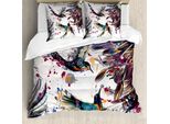 Abakuhaus Copripiumino Kolibri, Lily Uccelli Acquerello, Antiacaro, Adatto A Chi Soffre Di Allergie, Con Federe, 200 Cm X 200 Cm - 80 X 80 Cm, Arancione Blu