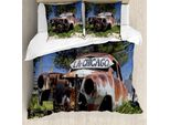 Abakuhaus Copripiumino Oldtimer, Vecchia Auto Abbandonata Usa, Antiacaro, Adatto A Chi Soffre Di Allergie, Con Federe, 200 Cm X 200 Cm - 80 X 80 Cm, Marrone, Verde, Blu