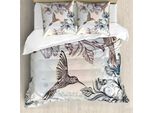 Abakuhaus Set Copripiumino Kolibri Per Letti Matrimoniali, Uccelli E Fiori Di Ibisco, Antiacaro, Adatto A Chi Soffre Di Allergie, Con Federe, Multicolore