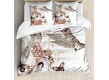 Abakuhaus Copripiumino Kolibri, Uccelli Farfalle Arte, Antiacaro, Adatto A Chi Soffre Di Allergie, Con Federe, 155 Cm X 220 Cm - 80 X 80 Cm, Marrone Chiaro