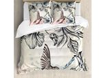 Abakuhaus Copripiumino Kolibri, Uccelli Vintage E Fiori, Antiacaro, Adatto A Chi Soffre Di Allergie, Con Federe, 200 Cm X 200 Cm - 80 X 80 Cm, Marrone Verde Acqua