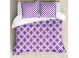 Abakuhaus Copripiumino Viola, Stile Retrò Astratto, Antiacaro, Adatto A Chi Soffre Di Allergie, Con Federe, 200 Cm X 200 Cm - 80 X 80 Cm, Viola E Bianco