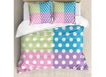 Abakuhaus Copripiumino A Pois, Patchwork A Pois, Antiacaro, Adatto A Chi Soffre Di Allergie, Con Federe, 200 Cm X 200 Cm - 80 X 80 Cm, Rosa Blu Verde
