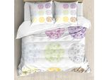 Abakuhaus Copripiumino Con Motivo A Pois, Pois E Cerchi, Antiacaro, Adatto A Chi Soffre Di Allergie, Con Federe, 200 Cm X 200 Cm - 80 X 80 Cm, Multicolore