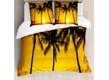 Abakuhaus Set Copripiumino Tropicale Per Letti Matrimoniali, Sonnenstrand Exotisch, Antiacaro, Adatto A Chi Soffre Di Allergie, Con Federe, Marrone Dorato