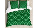 Abakuhaus Set Copripiumino Marocchino Per Letti Matrimoniali, Quadrifoglio, Antiacaro, Adatto A Chi Soffre Di Allergie, Con Federe, Verde