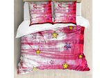 Copripiumino Abakuhaus Retro, Red Grunge Celestial, Antiacaro, Adatto A Chi Soffre Di Allergie, Con Federe, 200 Cm X 200 Cm - 80 X 80 Cm, Rosso Blu Giallo