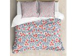 Abakuhaus Copripiumino Vintage, Motivi Floreali Retrò In Stile Bohemien, Antiacaro E Anallergico, Con Federe, 200 Cm X 200 Cm - 80 X 80 Cm, Rosso, Blu, Bianco