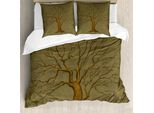 Abakuhaus Copripiumino Baum, Effetto Carta Invecchiata, Antiacaro, Adatto A Chi Soffre Di Allergie, Con Federe, 200 Cm X 200 Cm - 80 X 80 Cm, Verde Oliva