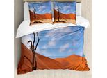 Abakuhaus Copripiumino Naturale, Albero Solitario Nel Deserto, Antiacaro Adatto A Chi Soffre Di Allergie Con Federe, 155 Cm X 220 Cm - 80 X 80 Cm, Marrone Blu
