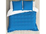 Abakuhaus Copripiumino A Pois, Pois Blu Marino Per Ragazzi, Antiacaro, Adatto A Chi Soffre Di Allergie, Con Federe, 200 Cm X 200 Cm - 80 X 80 Cm, Blu Bianco