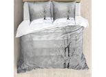 Abakuhaus Copripiumino Baum, Bosco Innevato Invernale Freddo, Antiacaro, Adatto A Chi Soffre Di Allergie, Con Federe, 155 Cm X 220 Cm - 80 X 80 Cm, Bianco Nero