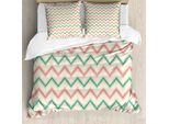 Abakuhaus Copripiumino Angolare, Vintage Insignia, Antiacaro, Adatto A Chi Soffre Di Allergie, Con Federe, 200 Cm X 200 Cm - 80 X 80 Cm, Rosa Crema Verde