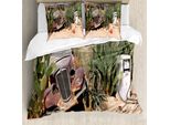 Abakuhaus Copripiumino Oldtimer, Rusty Auto Rotta, Antiacaro, Adatto A Chi Soffre Di Allergie, Con Federe, 155 Cm X 220 Cm - 80 X 80 Cm, Marrone Verde