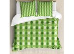 Abakuhaus Set Copripiumino Verde Per Letti Matrimoniali, A Pois E Righe Retrò, Antiacaro, Adatto A Chi Soffre Di Allergie, Con Federe, Verde