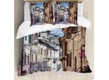 Abakuhaus Copripiumino Mediterraneo, Strada Cittadina Italiana, Antiacaro, Adatto A Chi Soffre Di Allergie, Con Federe, 200 Cm X 200 Cm - 80 X 80 Cm, Multicolore