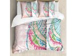 Abakuhaus Copripiumino Conchiglie, Conchiglie Elaborate Vivid, Antiacaro, Adatto A Chi Soffre Di Allergie, Con Federe, 155 Cm X 220 Cm - 80 X 80 Cm, Rosa Blu Verde