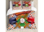 Abakuhaus Copripiumino Baseball, Retro Pop Art Baseball, Antiacaro, Adatto A Chi Soffre Di Allergie, Con Federe, 200 Cm X 200 Cm - 80 X 80 Cm, Multicolore