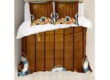 Abakuhaus Copripiumino Con Conchiglie, Seashell Anchor Holz, Antiacaro, Adatto A Chi Soffre Di Allergie, Con Federe, 155 Cm X 220 Cm - 80 X 80 Cm, Marrone Blu Bianco