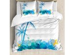 Abakuhaus Copripiumino Conchiglie, Conchiglie Blue Palm Kunst, Antiacaro, Adatto A Chi Soffre Di Allergie, Con Federe, 155 Cm X 220 Cm - 80 X 80 Cm, Blu E Bianco