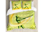 Abakuhaus Copripiumino Baseball, Baseball Player Hits, Antiacaro, Adatto A Chi Soffre Di Allergie, Con Federe, 200 Cm X 200 Cm - 80 X 80 Cm, Verde Giallo