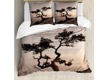 Abakuhaus Copripiumino Baum, Einsame Juniper Baum-Fall, Antiacaro, Adatto A Chi Soffre Di Allergie, Con Federe, 155 Cm X 220 Cm - 80 X 80 Cm, Marrone-Grigio