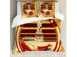 Abakuhaus Copripiumino Oldtimer, Americano, Antiacaro, Adatto A Chi Soffre Di Allergie, Con Federe, 200 Cm X 200 Cm - 80 X 80 Cm, Giallo Rosso Marrone