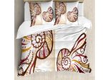 Abakuhaus Copripiumino Conchiglie, Riassunto Conchiglie Boho, Antiacaro, Adatto A Chi Soffre Di Allergie, Con Federe, 200 Cm X 200 Cm - 80 X 80 Cm, Marrone Chiaro-Crema