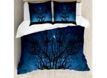 Abakuhaus Copripiumino Blu Navy, Notte Lunare Cosmos, Antiacaro Adatto A Chi Soffre Di Allergie Con Federe, 200 Cm X 200 Cm - 80 X 80 Cm, Nero Marino