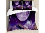 Abakuhaus Copripiumino Mystiker, Luna E Asteroidi, Antiacaro, Adatto A Chi Soffre Di Allergie, Con Federe, 200 Cm X 200 Cm - 80 X 80 Cm, Viola Nero