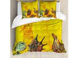 Abakuhaus Copripiumino Conchiglie, Conchiglie Animali Grunge, Antiacaro, Adatto A Chi Soffre Di Allergie, Con Federe, 200 Cm X 200 Cm - 80 X 80 Cm, Giallo Verde Acqua