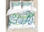 Abakuhaus Copripiumino Conchiglie, Colori Pastello Sealife, Antiacaro, Adatto A Chi Soffre Di Allergie, Con Federe, 155 Cm X 220 Cm - 80 X 80 Cm, Bianco Verde