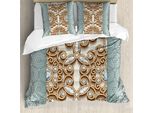 Abakuhaus Copripiumino Diamant, Vintage Diamant-Retro, Antiacaro, Adatto A Chi Soffre Di Allergie, Con Federe, 200 Cm X 200 Cm - 80 X 80 Cm, Tan Teal