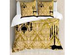 Abakuhaus Set Copripiumino In Damasco Per Letti Matrimoniali, Camere In Stile Vittoriano, Antiacaro, Adatto A Chi Soffre Di Allergie, Con Federe, Nero Dorato