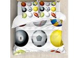 Abakuhaus Copripiumino Sport, Motivo Palloni Sportivi, Antiacaro, Adatto A Chi Soffre Di Allergie, Con Federe, 155 Cm X 220 Cm - 80 X 80 Cm, Multicolore
