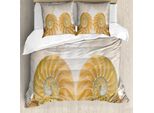 Abakuhaus Copripiumino Con Conchiglie, Conchiglie Simmetriche, Antiacaro, Adatto A Chi Soffre Di Allergie, Con Federe, 200 Cm X 200 Cm - 80 X 80 Cm, Bianco Crema