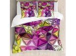Abakuhaus Copripiumino Diamant, Motivo Geometrico A Rombi, Antiacaro, Adatto A Chi Soffre Di Allergie, Con Federe, 200 Cm X 200 Cm - 80 X 80 Cm, Viola, Giallo